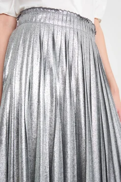 Gonna in georgette laminata - Argento