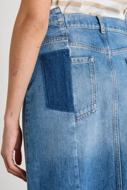 Gonna in jeans con spacco - Azzurro