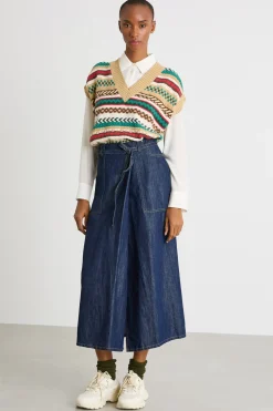 Gonna in jeans con tasche - Blu
