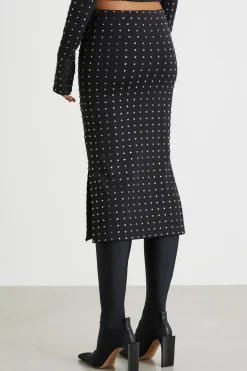 Gonna in jersey con strass - Nero