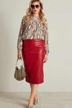 Gonna in jersey spalmato - Rosso