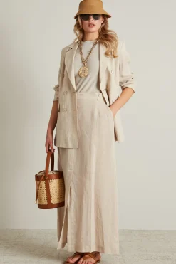 Gonna in lino - Beige