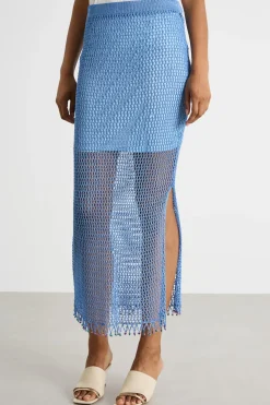 Gonna in maglia a rete - Azzurro
