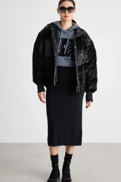 Gonna in maglia jacquard - Nero