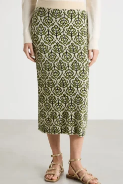 Gonna in maglia jacquard - Verde Bianco