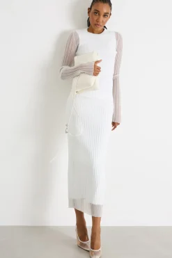 Gonna in maglia trasparente - Bianco