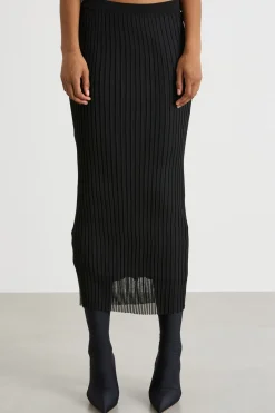 Gonna in maglia trasparente - Nero