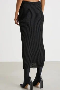 Gonna in maglia trasparente - Nero