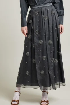 Gonna in organza con perline - Antracite