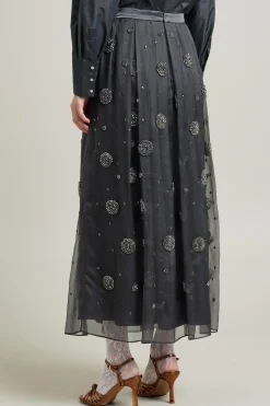 Gonna in organza con perline - Antracite