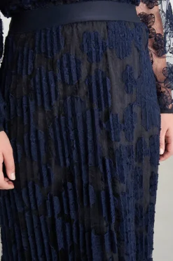 Gonna in pizzo ricamato - Blu Nero