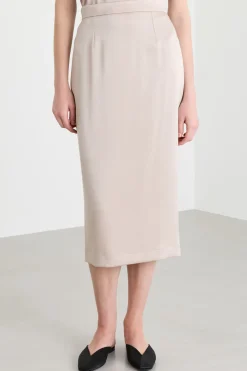 Gonna in raso - Beige