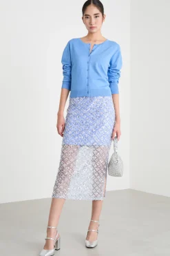 Gonna in rete con paillettes - Azzurro