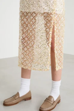 Gonna in rete con paillettes - Oro