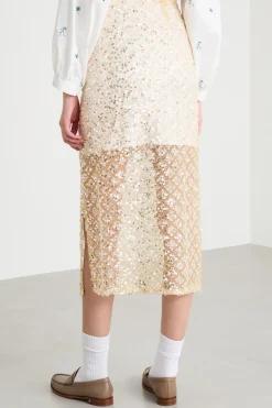 Gonna in rete con paillettes - Oro