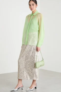 Gonna in tulle ricamato - Argento