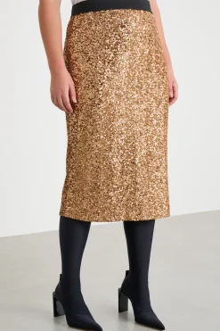 Gonna in tulle ricamato con paillettes - Oro