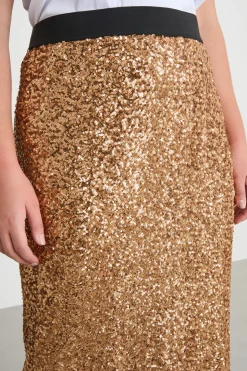 Gonna in tulle ricamato con paillettes - Oro