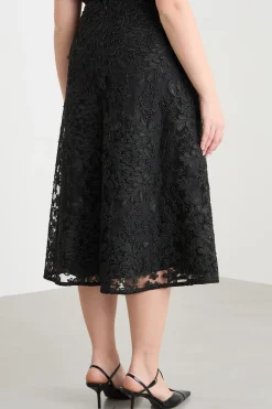 Gonna in tulle ricamato - Nero