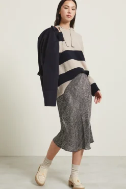 Gonna in twill stampata - Nero Bianco