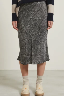 Gonna in twill stampata - Nero Bianco