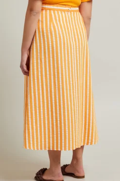 Gonna jacquard - Arancio Bianco