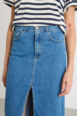 Gonna longuette in jeans - Azzurro