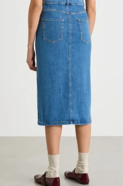 Gonna longuette in jeans - Azzurro