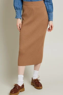 Gonna longuette in maglia - Cammello