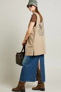 Gonna lunga in denim - Blu