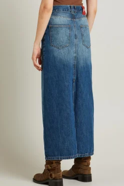 Gonna lunga in denim - Blu