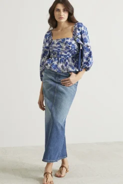 Gonna lunga in denim - Blu