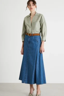 Gonna lunga in jeans - Blu