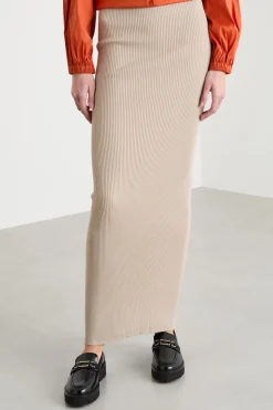 Gonna lunga in maglia - Beige