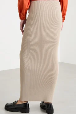 Gonna lunga in maglia - Beige