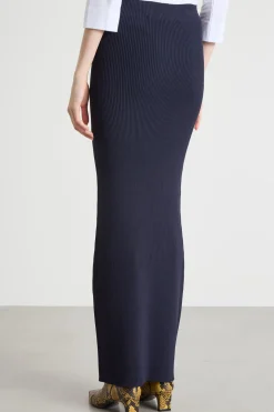 Gonna lunga in maglia - Blu