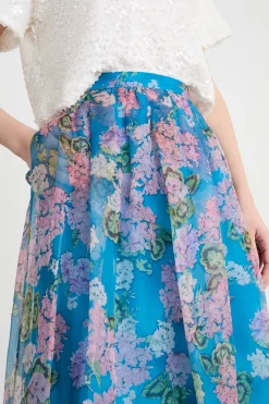Gonna lunga in organza - Azzurro Rosa