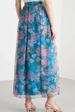 Gonna lunga in organza - Azzurro Rosa