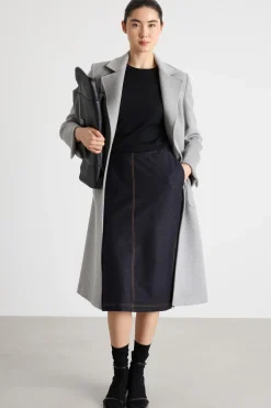 Gonna midi con spacchi - Blu