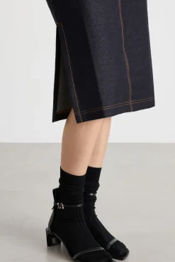 Gonna midi con spacchi - Blu