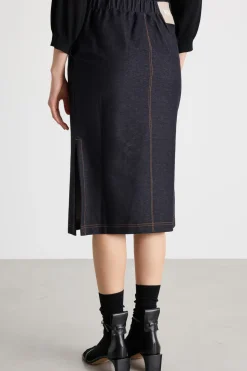 Gonna midi con spacchi - Blu