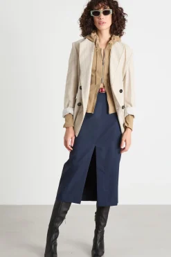 Gonna midi con spacco centrale - Blu