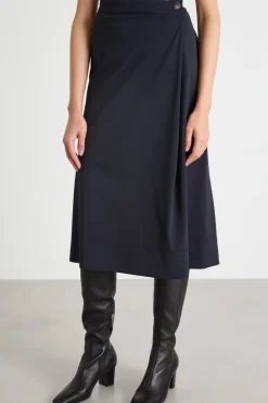 Gonna midi in jersey tecnico - Blu