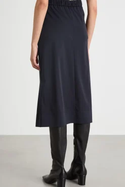 Gonna midi in jersey tecnico - Blu