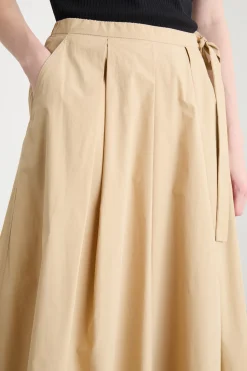 Gonna midi in popeline - Beige