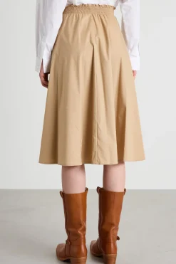 Gonna midi in popeline - Beige
