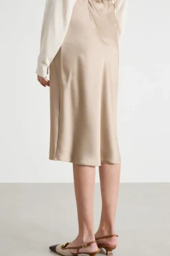 Gonna midi in raso - Beige