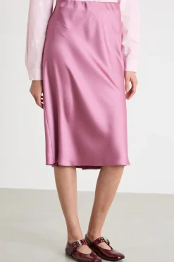 Gonna midi in raso - Rosa