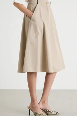 Gonna midi in twill - Beige