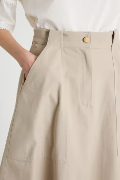 Gonna midi in twill - Beige